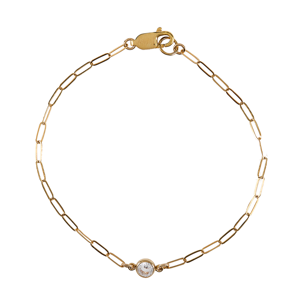 paperclip bracelet, bracelet with diamond, bracelet with cubic zirconia, cubic zirconia bracelet, bracelet with CZ, CZ bracelet, cute bracelet, gold bracelet, everyday bracelet, simple bracelet, gold filled bracelet