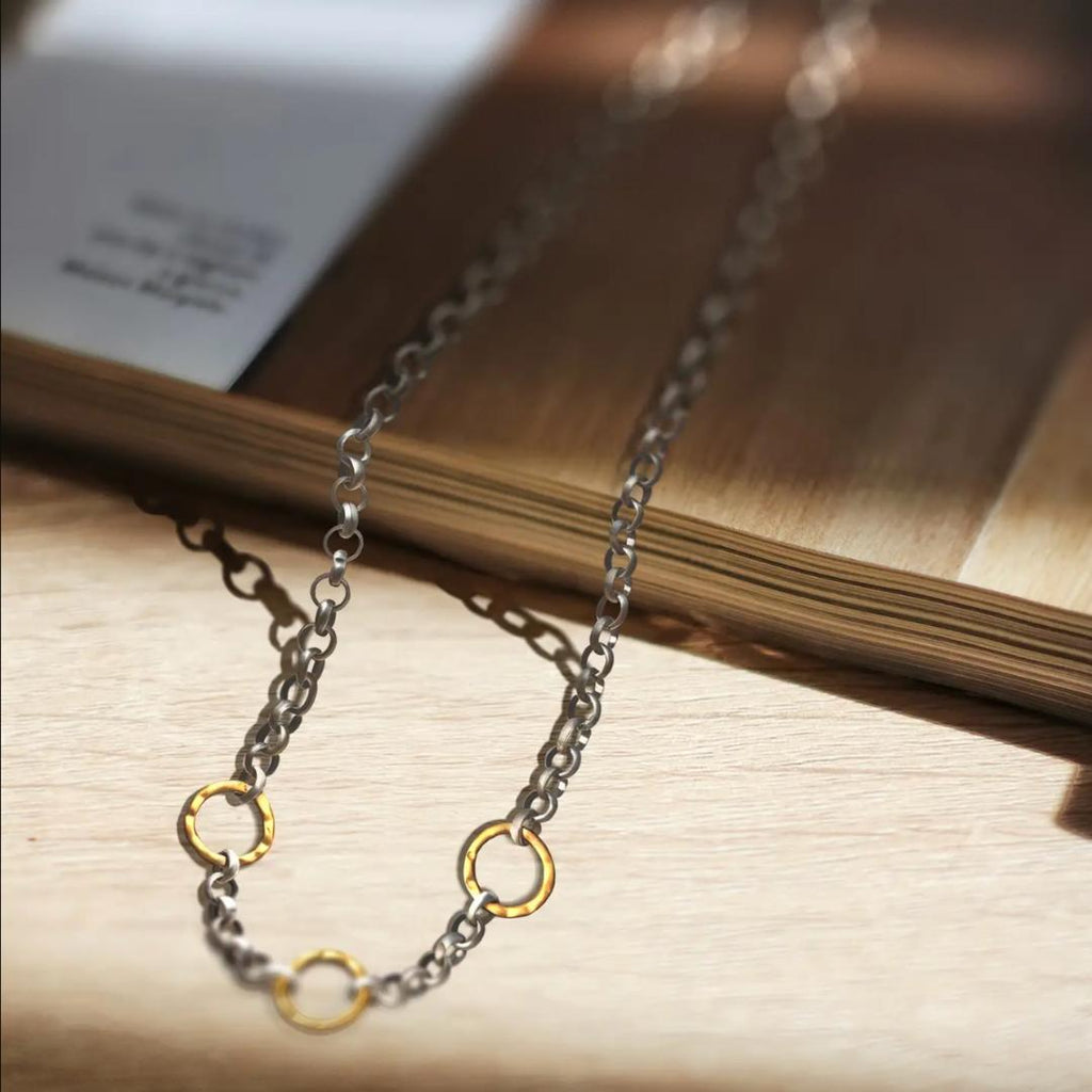 chunky necklace, two tone necklace