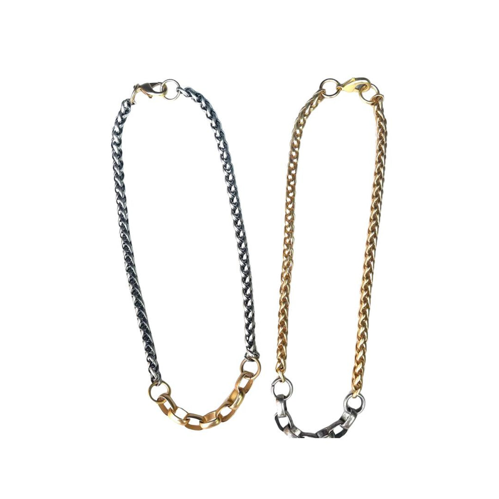 chunky necklace, two tone necklace