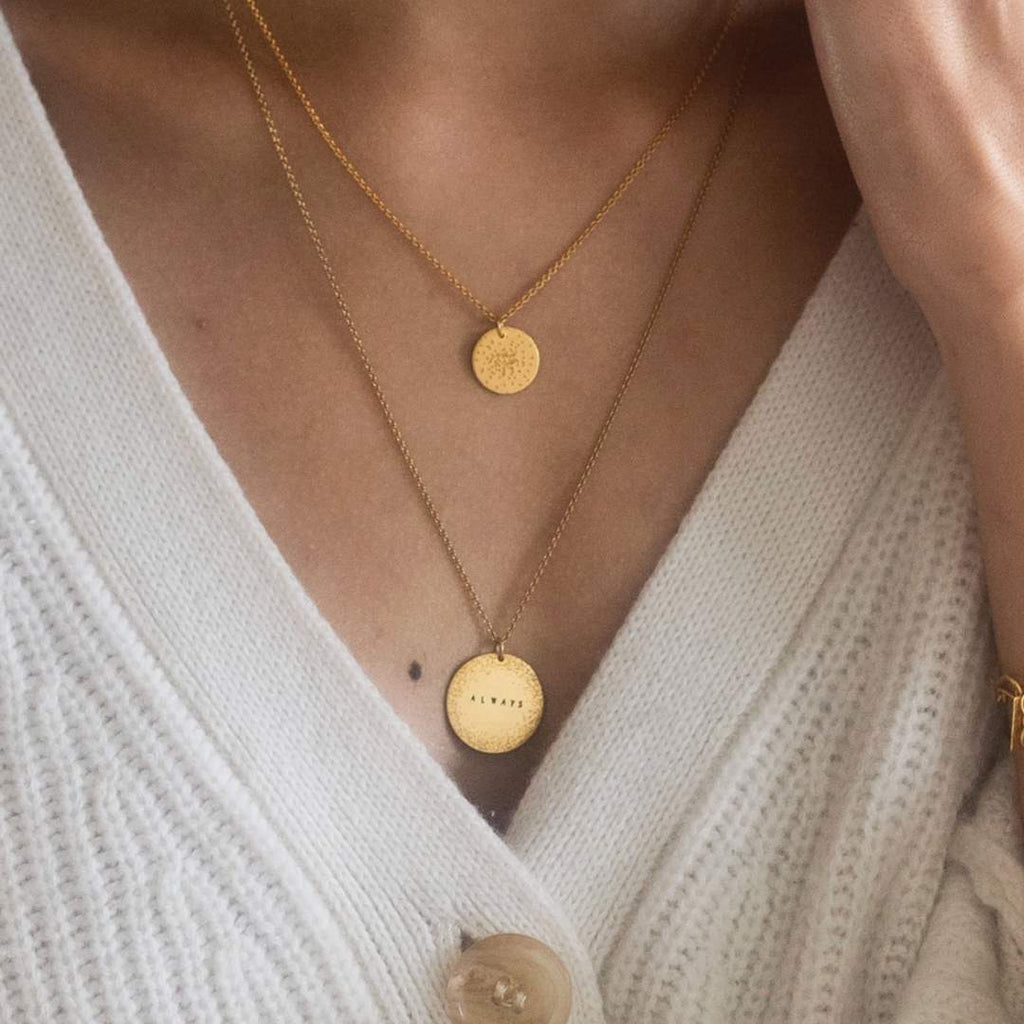 diamond dusted charm, diamond dusted coin pendant, diamond coin, silver diamond coin necklace, coin necklace, mini coin necklace round charm necklace