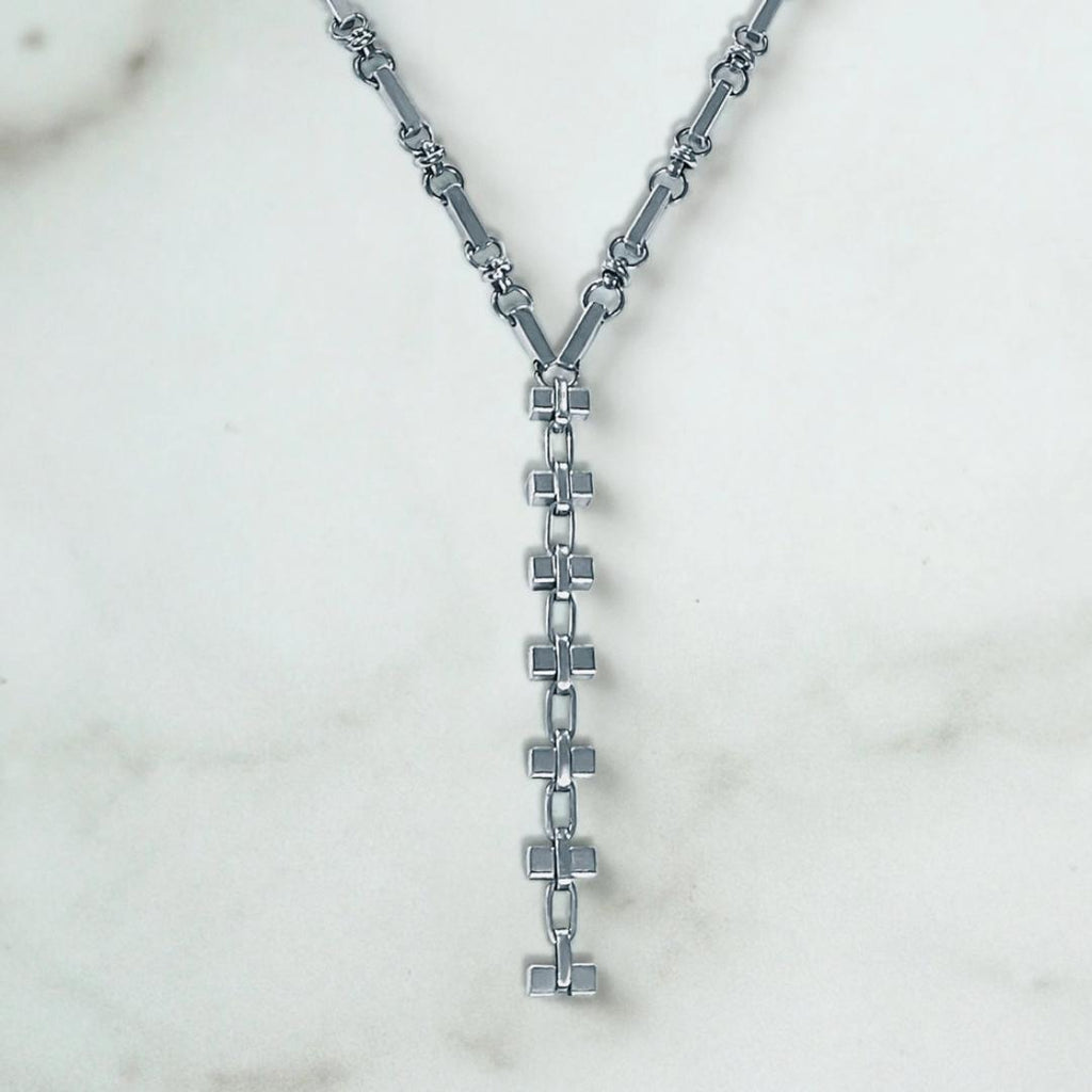 grunge necklace, chunky necklace, thick necklace, chunky silver necklace