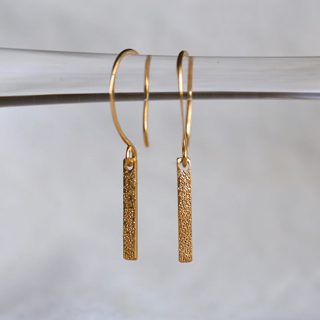 diamond dusted bar earrings