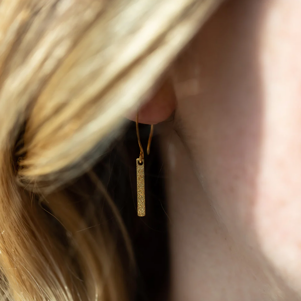 diamond dusted bar earrings