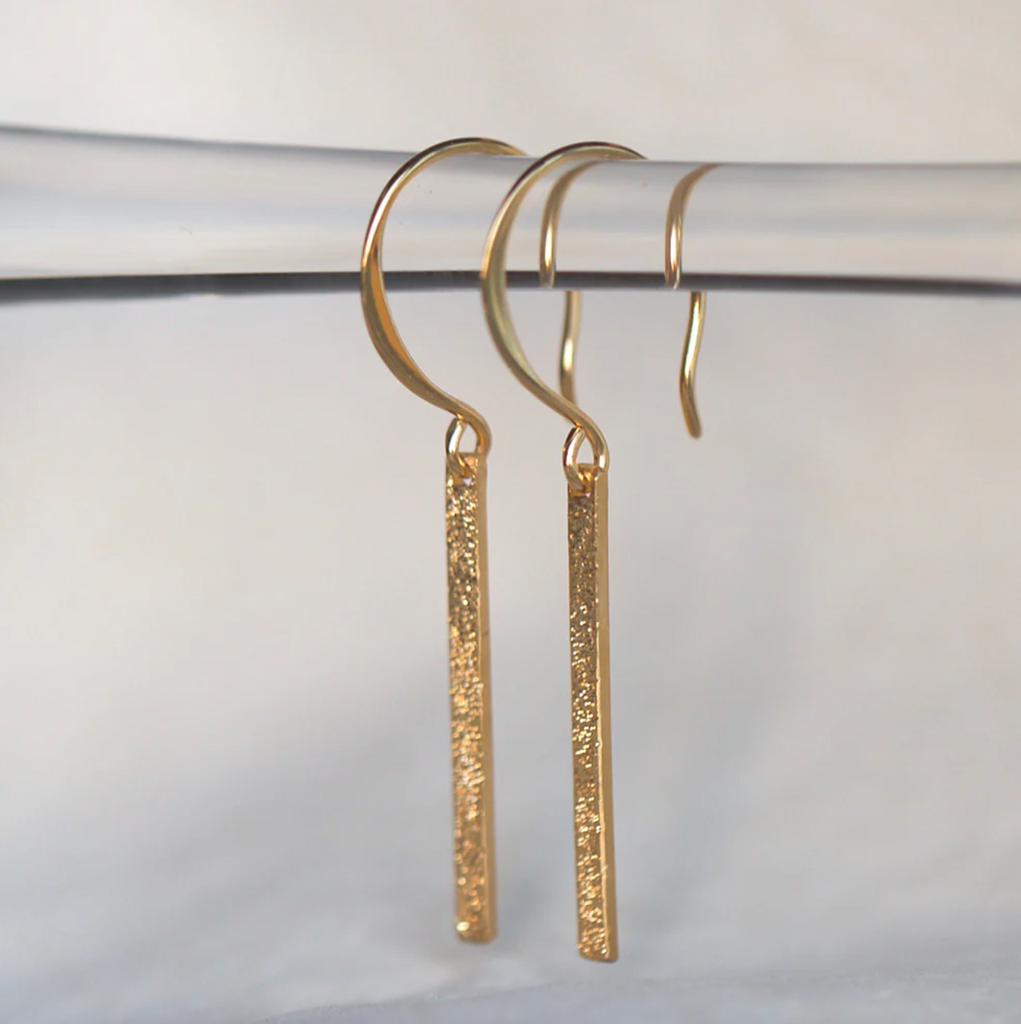 diamond dusted bar earrings