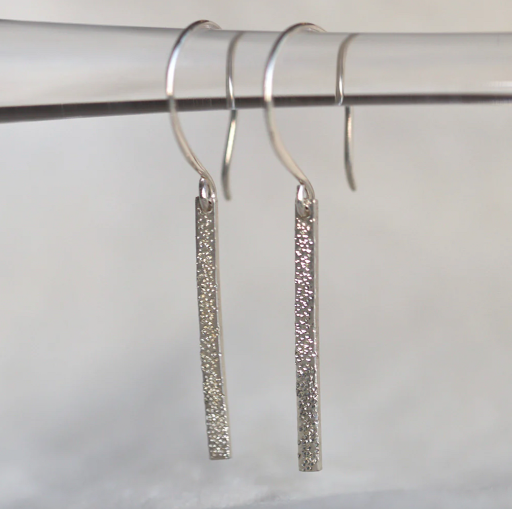 diamond dusted bar earrings