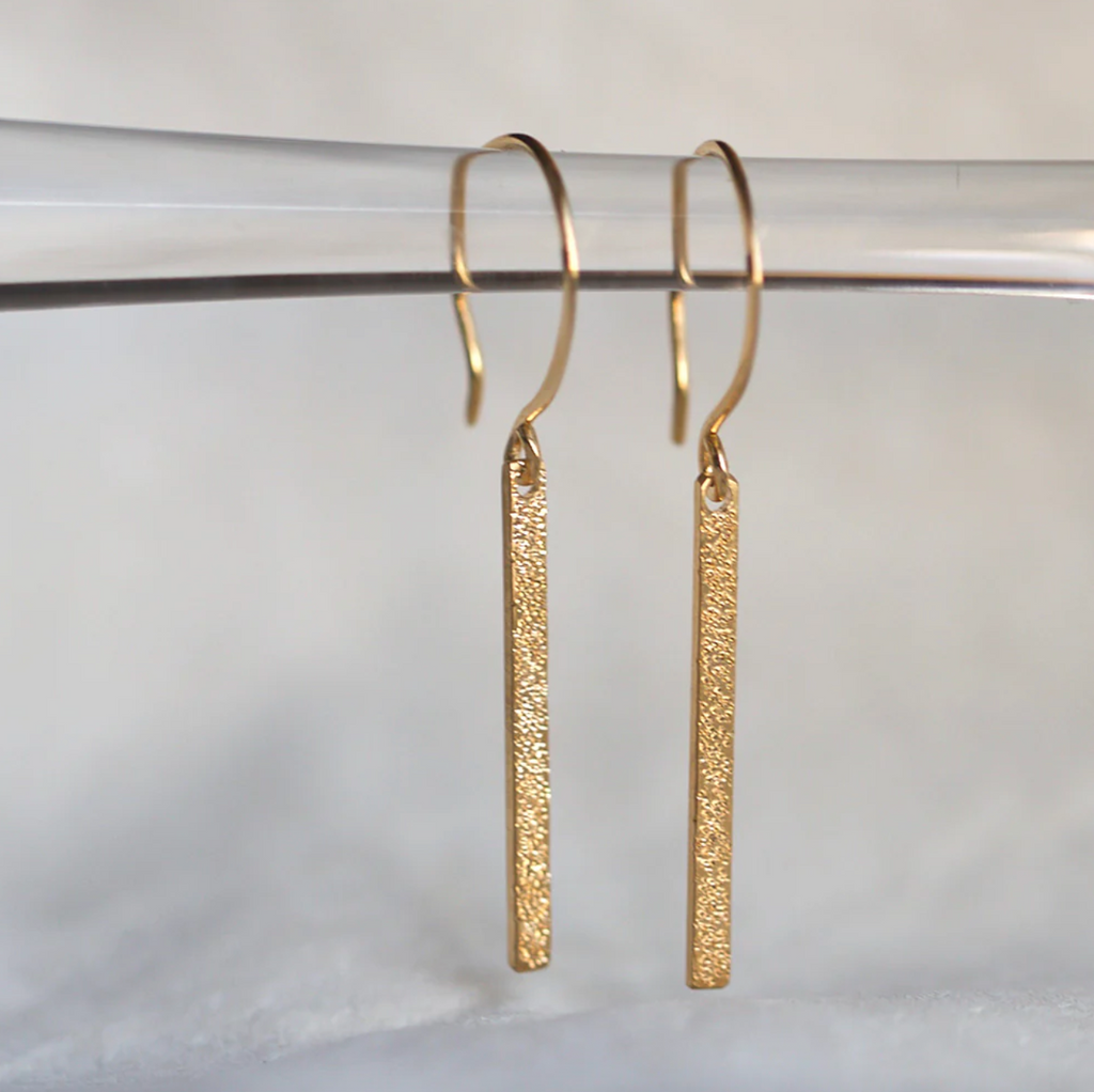 diamond dusted bar earrings
