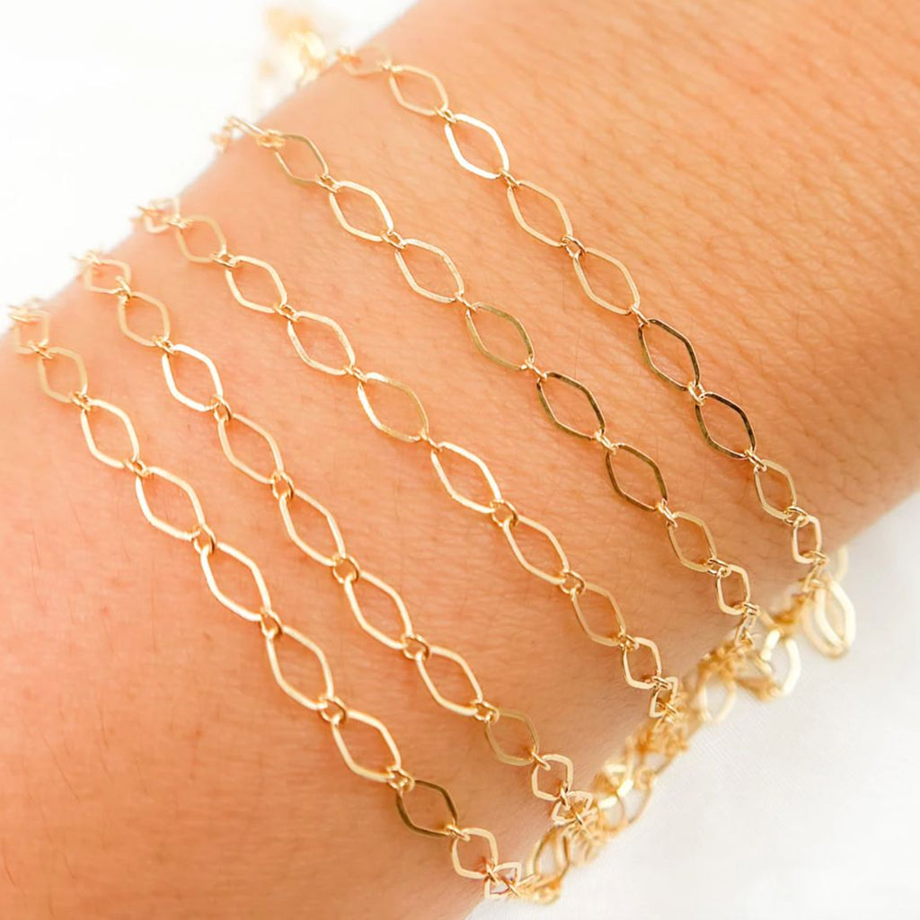 diamond shape bracelet, chain bracelet, chain bracelet, gold bracelet, gold filled bracelet