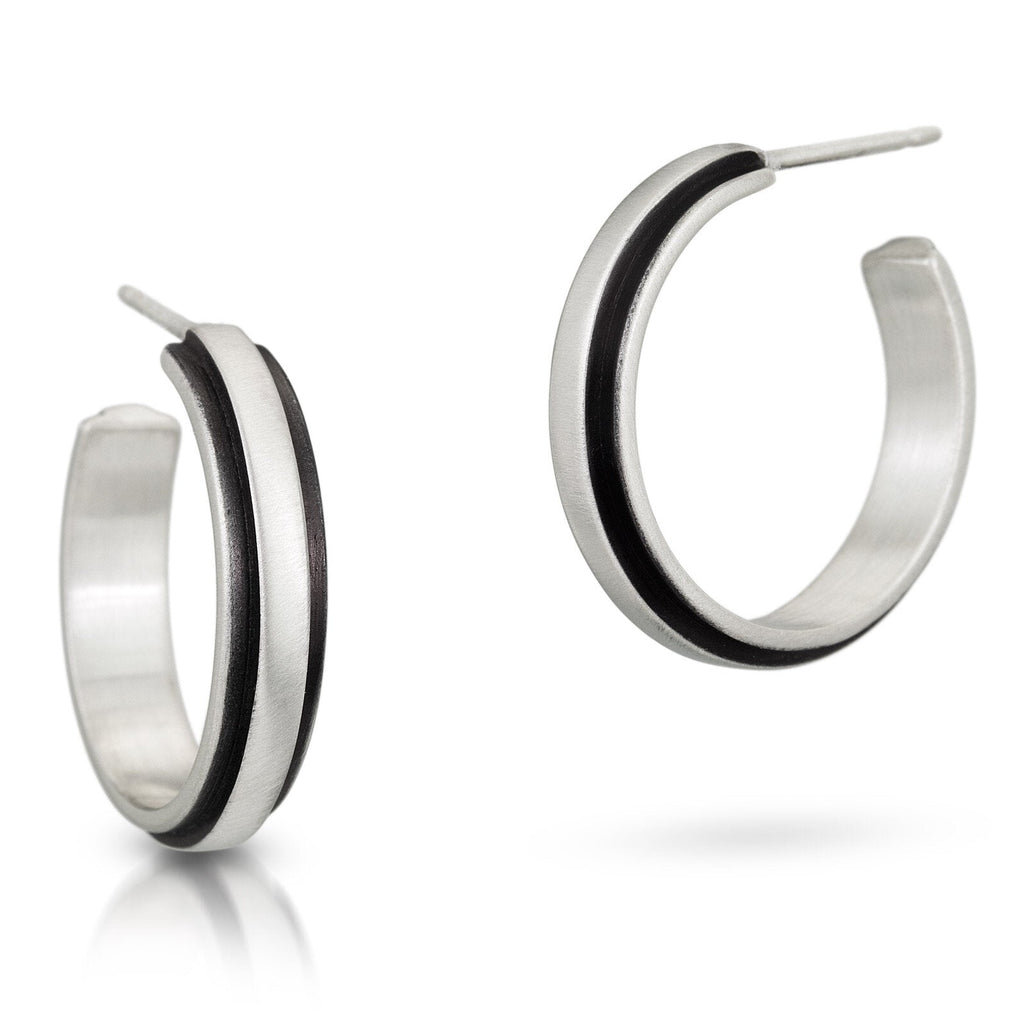 Emily Shaffer Asymmetrical Twist Hoops, Silver Hoops, Geometric hoops, Emily Shaffer Hoops