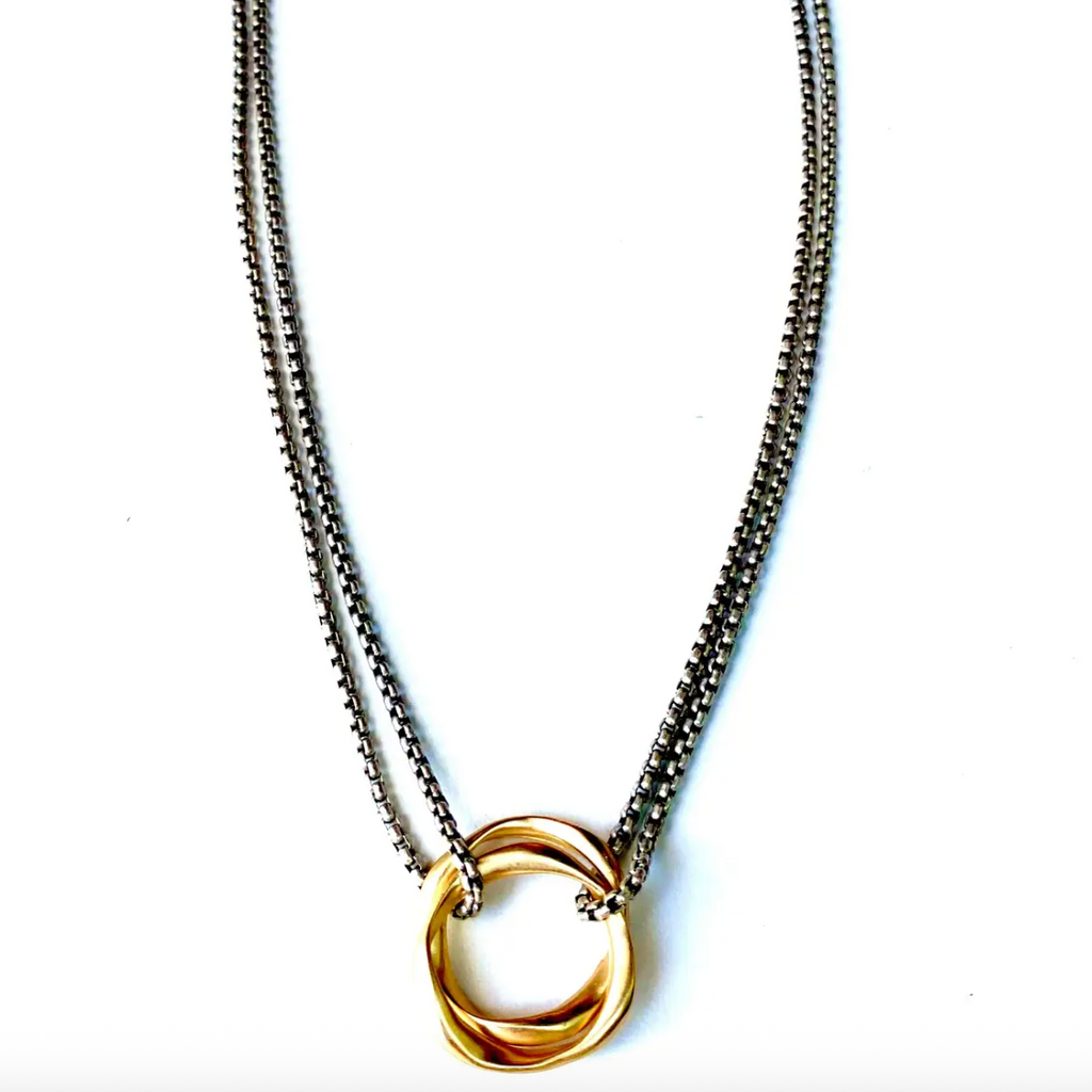 two tone chunky necklace, mixed metals necklace, mixed metals chunky necklace, two tone necklace