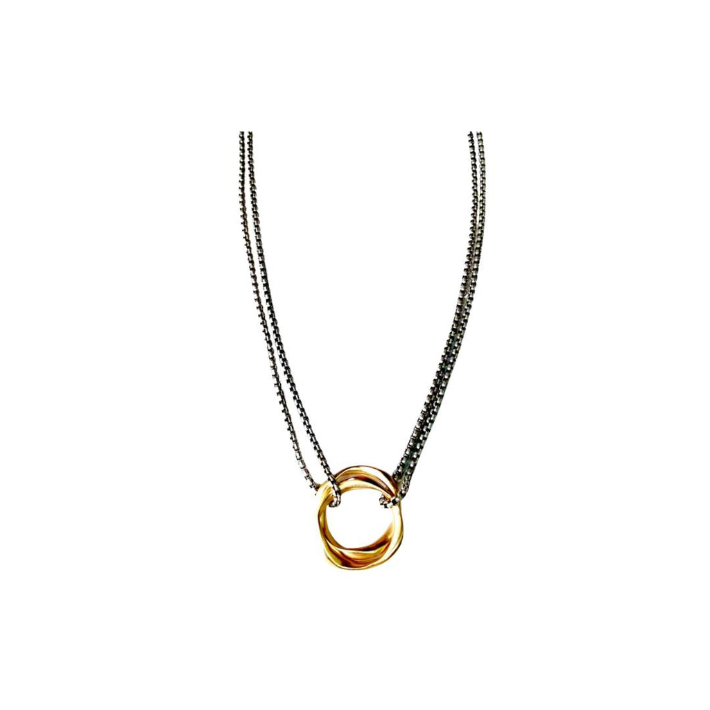 chunky necklace, two tone neckace