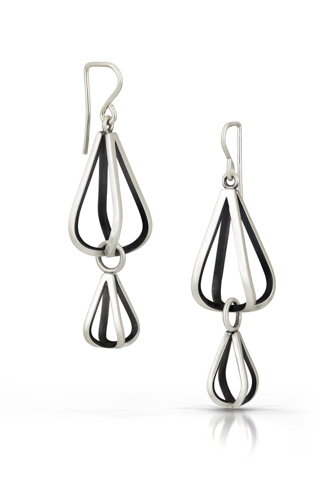 Emily shaffer silver bulb earrings, silver earrings, silversmith earrings, silver dangle earrings