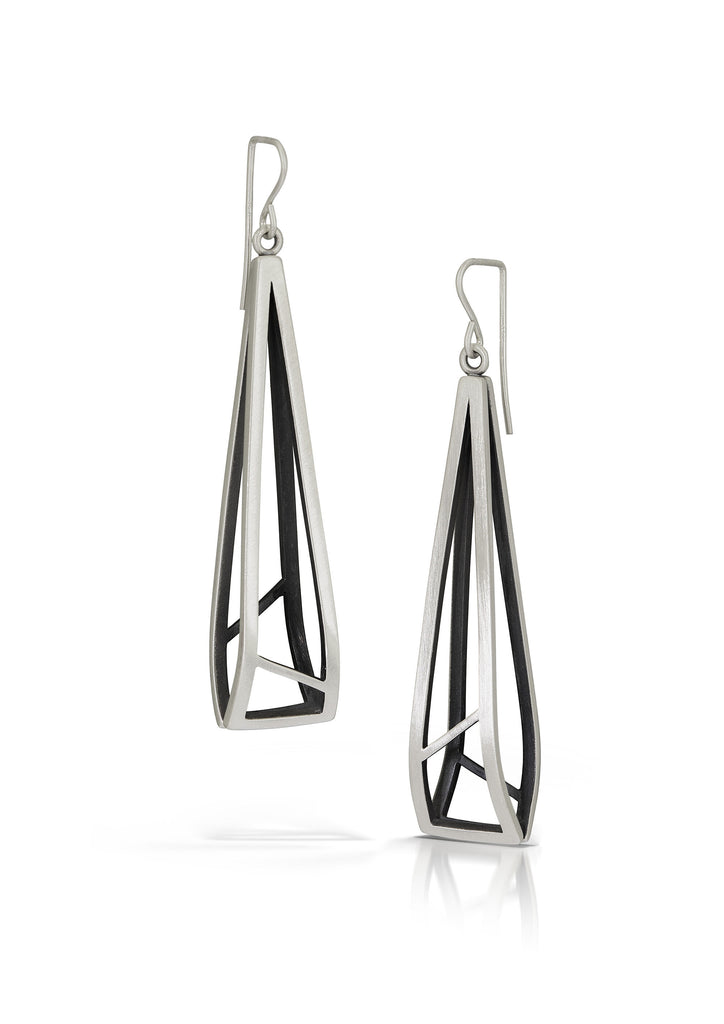 Emily Shaffer Medium Tri-Shape Layered Earrings, Silver earrings, dangle earrings, silver dangle earrings