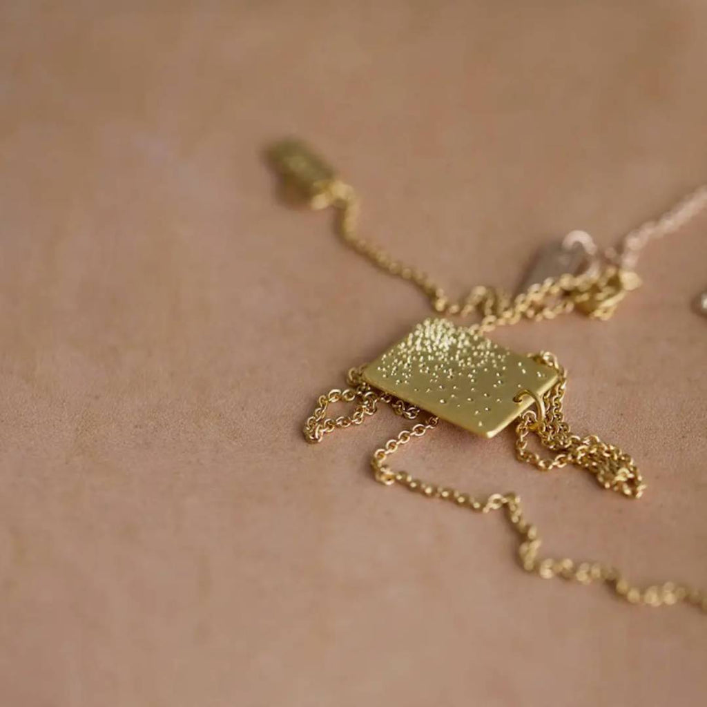 diamond dusted charm, diamond dusted tag pendant, diamond tag, silver diamond necklace