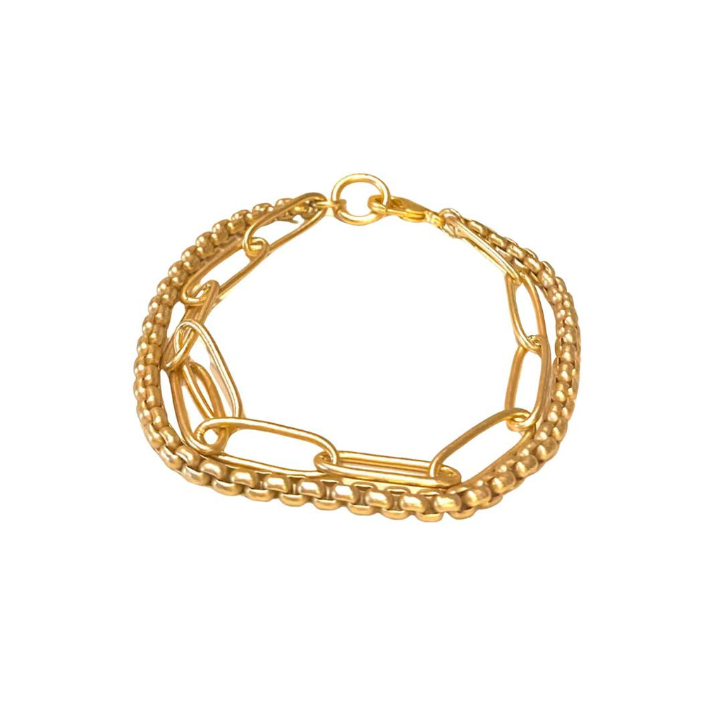 chunky bracelet, chunky gold bracelet, thick bracelet, double strand bracelet
