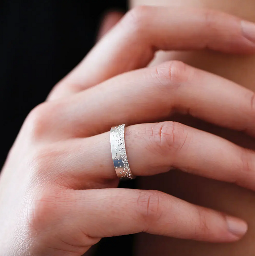 diamond dusted silver ring