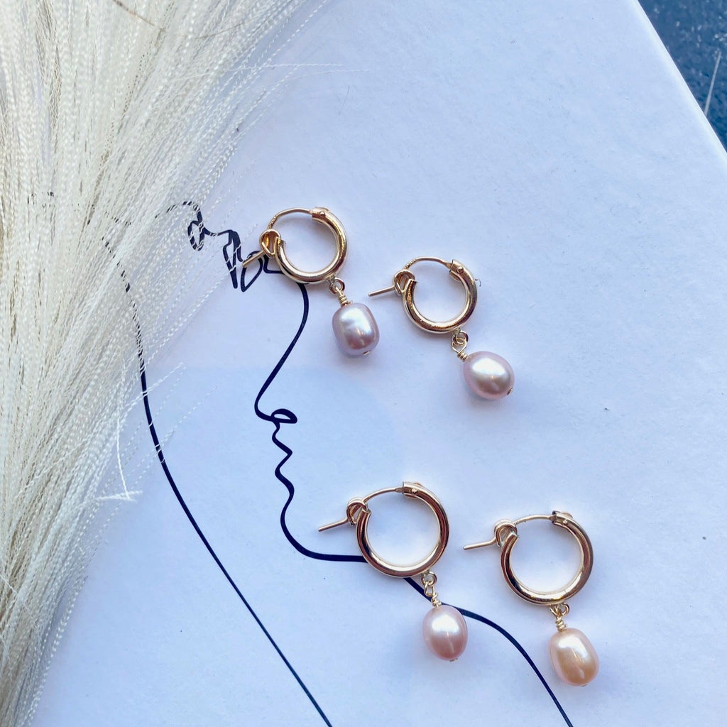 Pearl Hoop Earrings Hoop Earrings with Pearl Freshwater Pearl