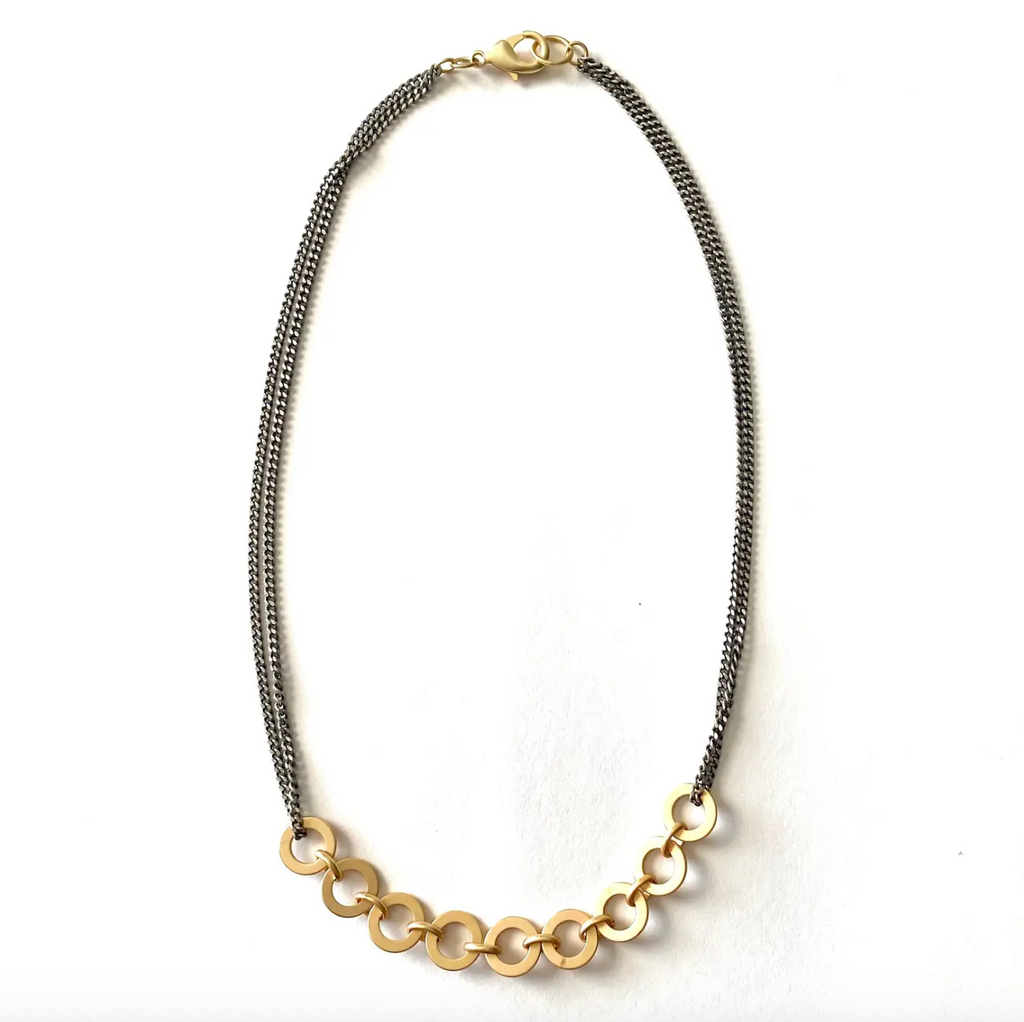 two tone chunky necklace, mixed metals necklace, mixed metals chunky necklace, two tone necklace