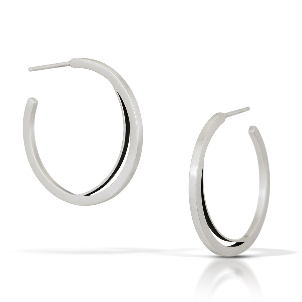 Emily Shaffer Asymmetrical Twist Hoops, Silver Hoops, Geometric hoops, Emily Shaffer Hoops