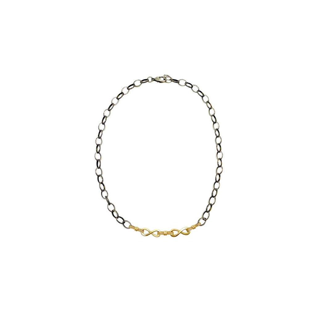 chunky necklace, two tone necklace