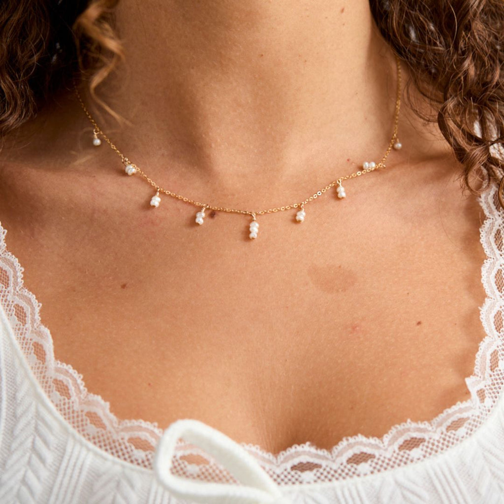 pearl drop necklace, tiny pearls necklace, layered pearls necklace, necklace with pearls, dainty necklace, dainty pearl necklace, necklace with pearl drops, bridal necklace, bridesmaid necklace, gift for bridesmaid, bridesmaid jewelry, gift for bridesmaids, bridal shower gifts, bridal shower jewelry