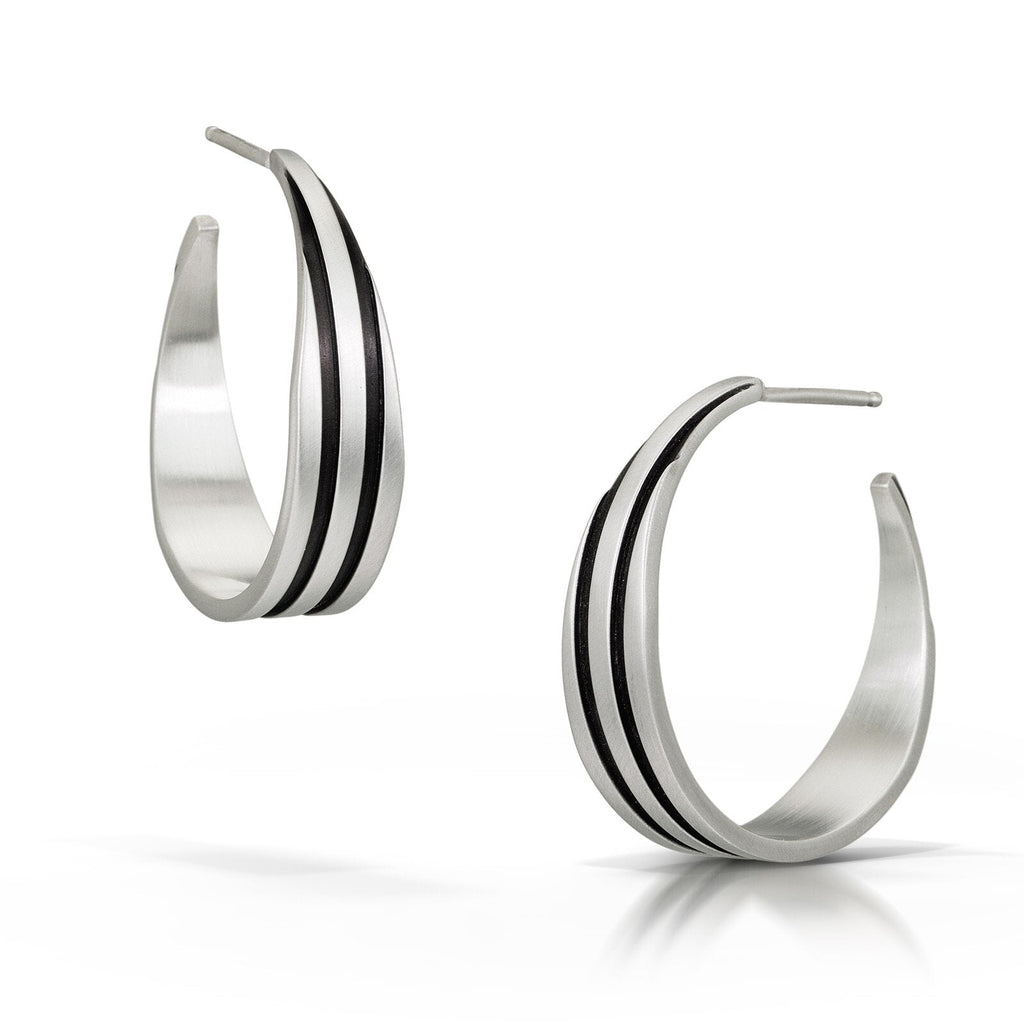 Emily Shaffer Hoops, Silver Hoops, Geometric hoops, Emily Shaffer Hoops