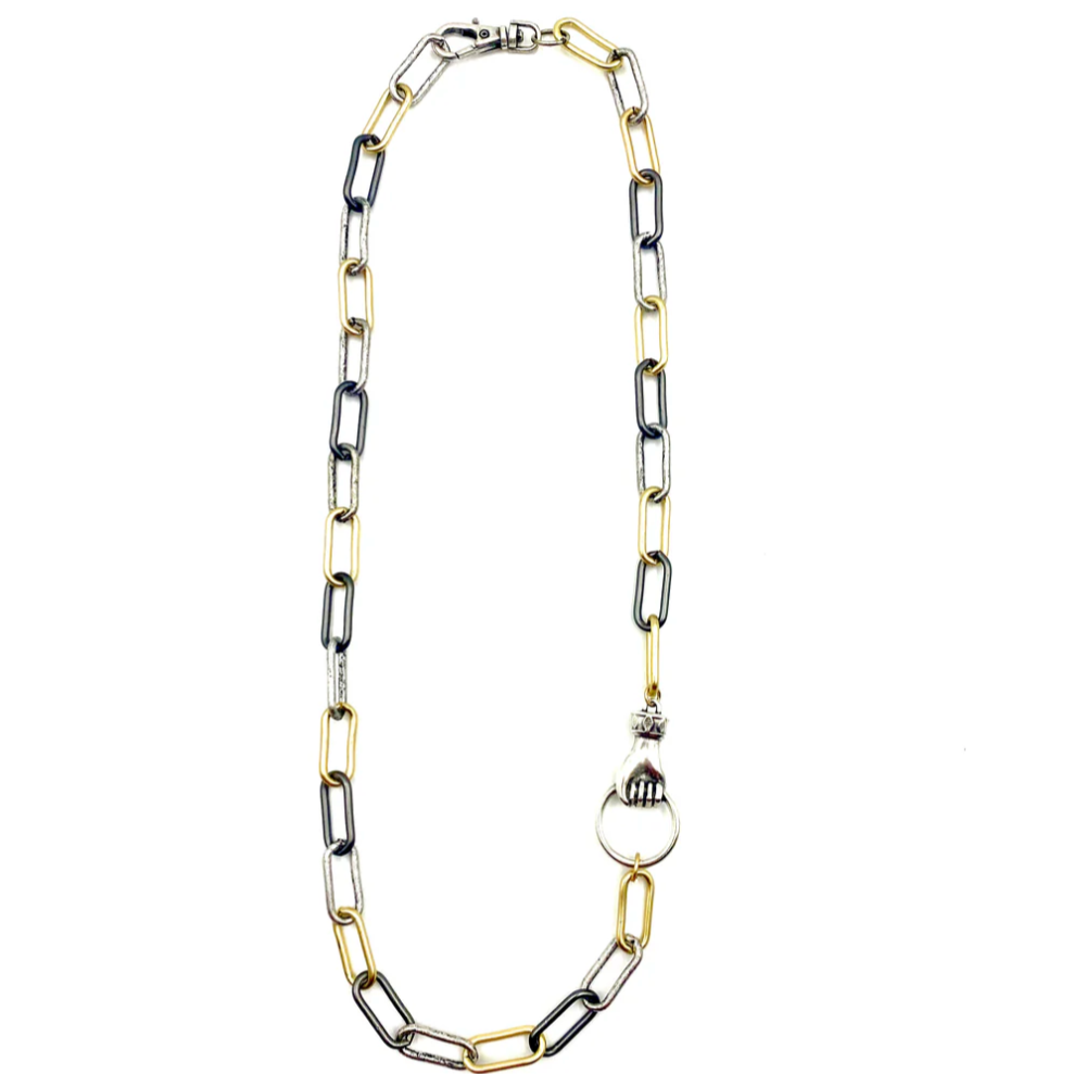 chunky chain, chunky necklace, long necklace, layer necklace, long chunky chain, long chunky necklace, mixed metals necklace, mixed metals chain, fist chain, fist necklace