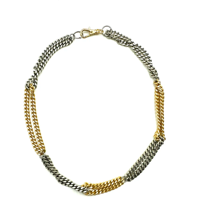 twisted chain, twisted necklace, chunky chain, chunky necklace, long necklace, layer necklace, long chunky chain, long chunky necklace, mixed metals necklace, mixed metals chain