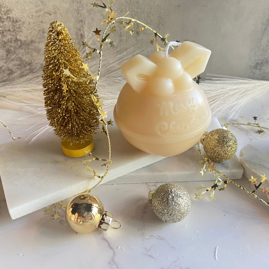 christmas candle, christmas bell candle, stocking stuffer, stocking stuffers, christmas gift ideas, christmas gifts, unscented candle, white aesthetic, white candles, 