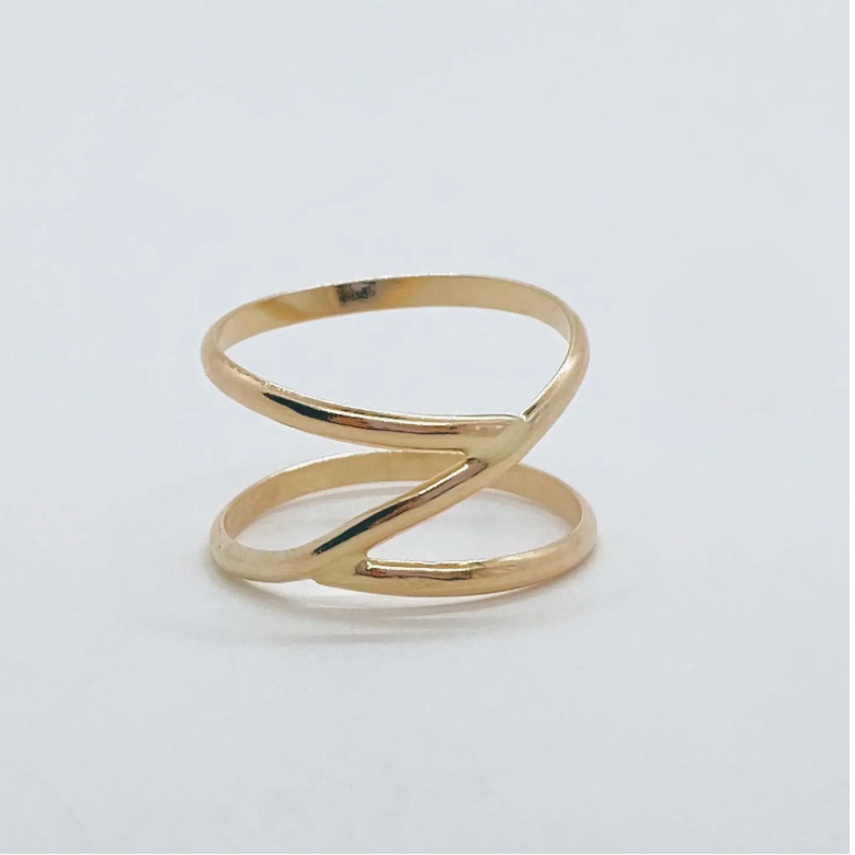 smooth band ring, wraparound ring, curved ring, curve ring, double wrap ring