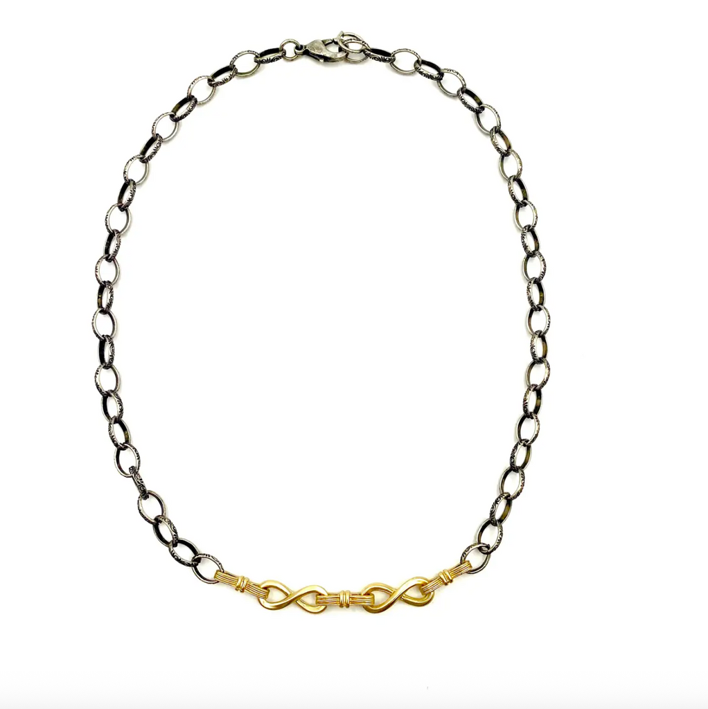 two tone chunky necklace, mixed metals necklace, mixed metals chunky necklace, two tone necklace