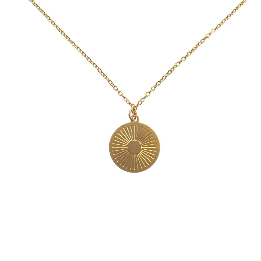 Sunburst Coin Pendant Necklace
