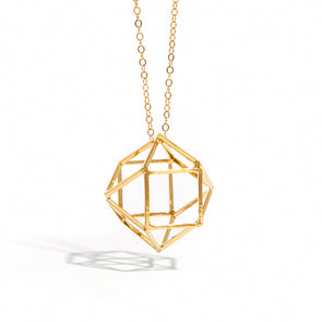 3D Prism Necklace - Yellow gold