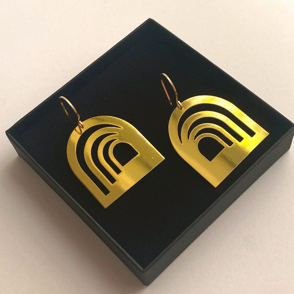 3d arc earrings, 3d earrings, laser cut earrings, modern earrings, modern jewelry design