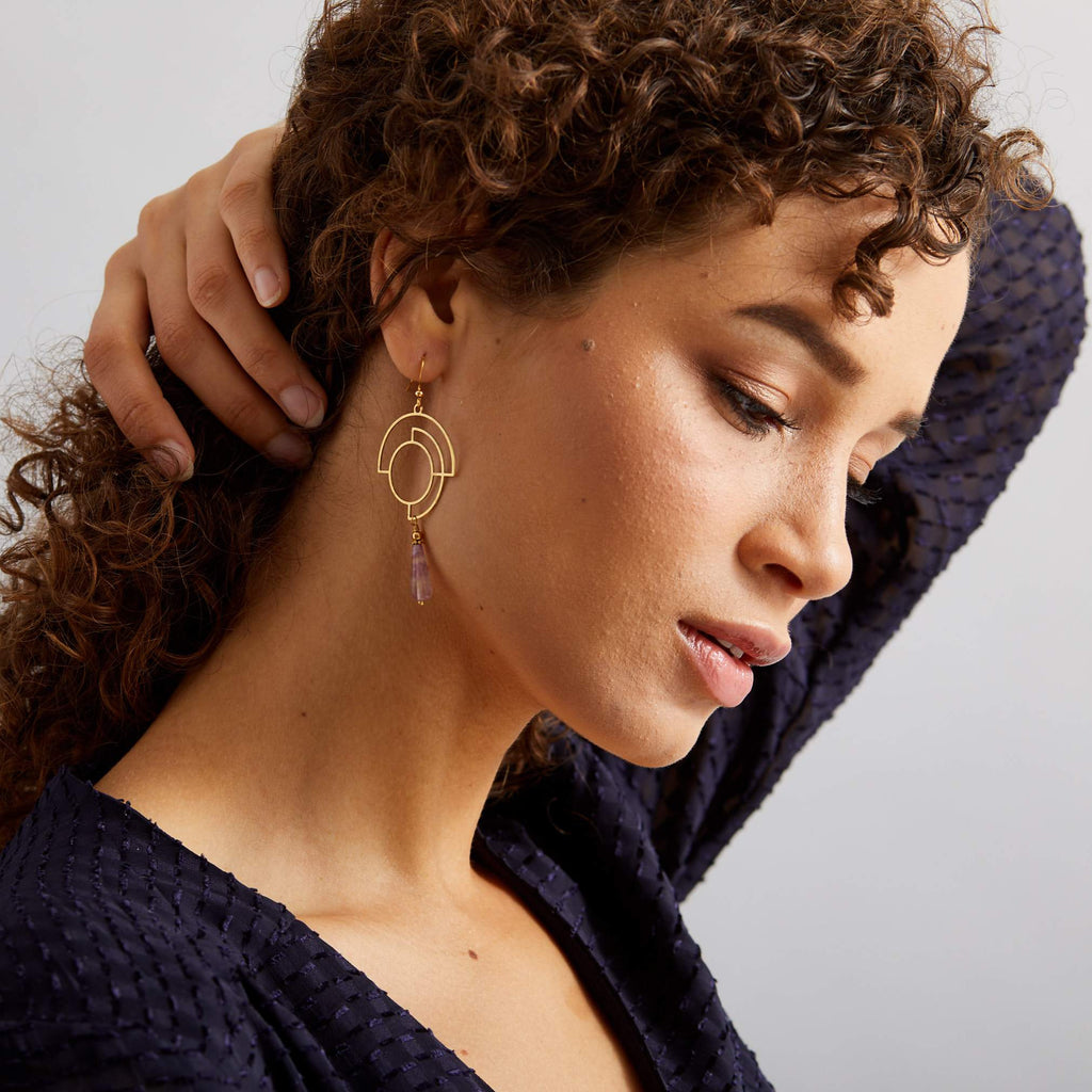 hoop earrings with fluorite gemstone
