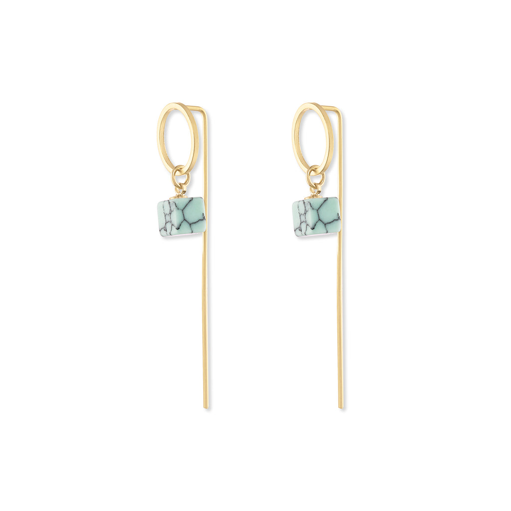 Zlin Earrings with Turquoise Howlite Cubes