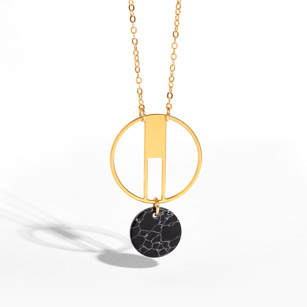 Juno - Round Necklace with Black Howlite
